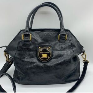 Elliott Lucca Faro Black Gold Genuine Leather Satchel Crossbody Bag Medium Size